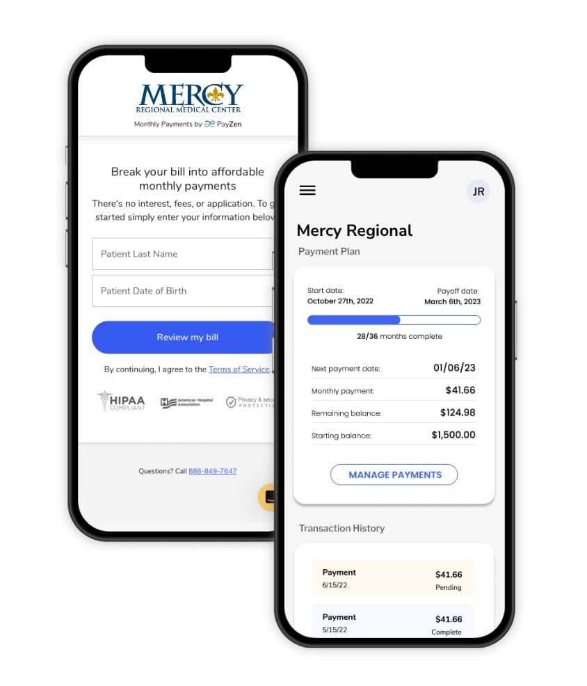 Mercy Regional enrollment screens
